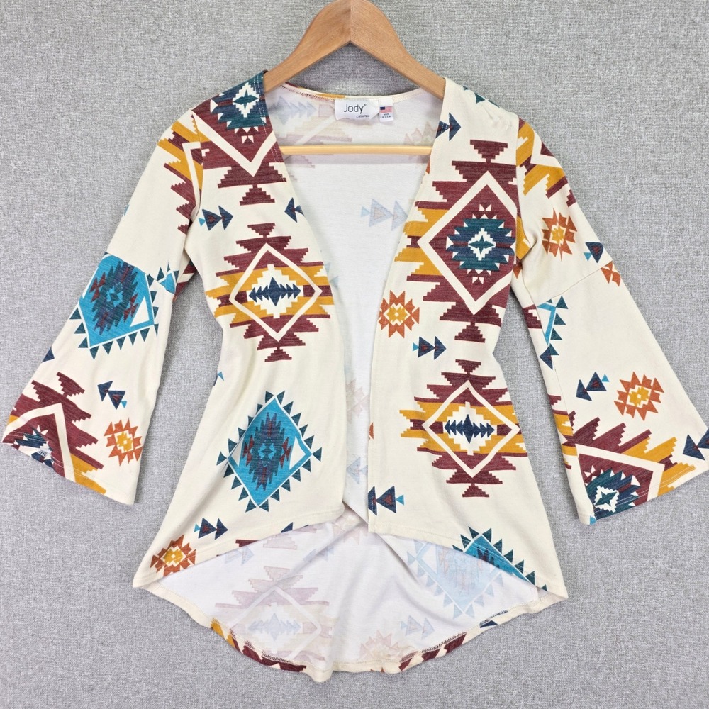 Jody California Girls Womens L Southwestern Cardigan Bell Sleeve Boho Western